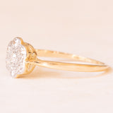 Vintage-Blumenring aus 18-karätigem Gelb- und Weißgold mit Diamanten (ca. 0.18 ctw), 40er/50er Jahre