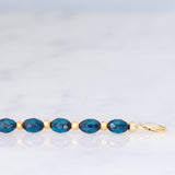 Collana vintage in oro giallo 9K con pirite e pietre blu