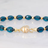 Braccialetto vintage in oro giallo 9K con pietre blu e pirite