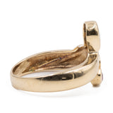 Anello vintage in oro giallo 14k con zaffiro, rubino, smeraldo e diamante. Anni '70
