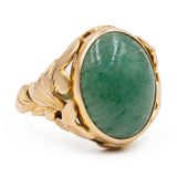 Anello vintage in oro giallo 14k e giadeite, anni '70