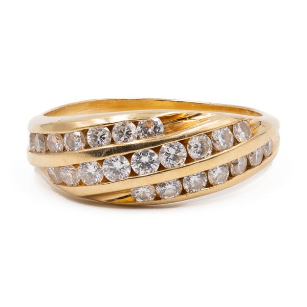 Anello vintage in oro giallo 18k con diamanti (1ctw), anni '70