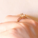 Anello vintage in oro giallo 9K con acquamarina (0.65ct ca.) e tormaline rosa (0.12ctw ca.), anno 2005