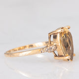 Anello da cocktail vintage in oro giallo 9K con quarzo citrino (2.20ct ca.) e diamanti, anno 2010