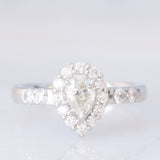 Anello a margherita a goccia in platino con diamanti (1.12ctw), anni ‘90