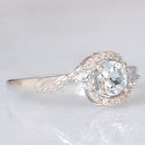 Anello vintage in oro bianco 9K con acquamarine (0.50ctw ca.) e diamanti (0.05ctw ca.), anni ‘90
