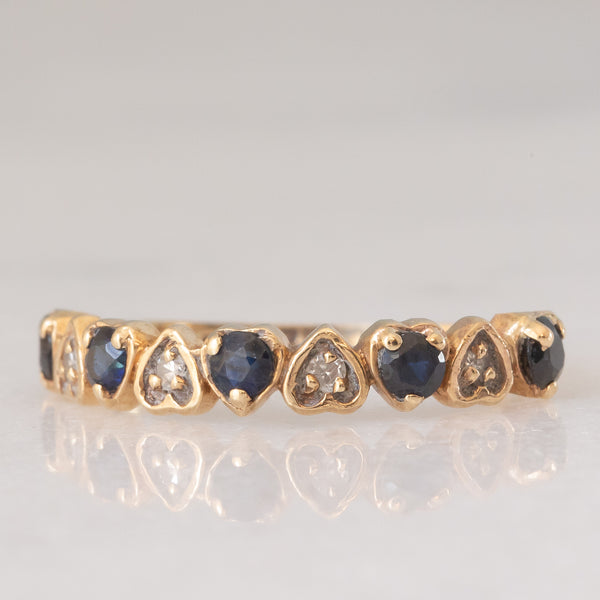 Mezzo eternity vintage in oro giallo 9K con zaffiri (0.40ctw ca.) e diamanti (0.04ctw ca.), anno 1986