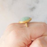 Anello vintage in oro giallo 18K con giada (8.50ct ca.), anni ‘70