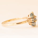 Modern flower ring in 9K yellow gold with treated green topaz (approx. 0.60ctw), year 2005