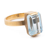 Anello vintage in oro giallo 18k con acquamarina (3ct), anni '70
