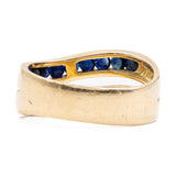 Anello vintage in oro giallo 18K con diamanti (0.40ctw ca.) e zaffiri, anni '60