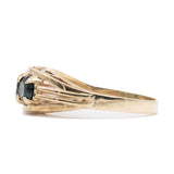 Anello trilogy vintage in oro giallo 8k con spinelli sintetici verdi