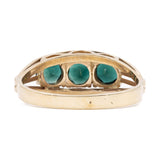 Anello trilogy vintage in oro giallo 8k con spinelli sintetici verdi