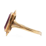 Anello vintage in oro giallo 14k con rubino sintetico di taglio marquise