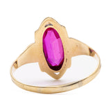 Bague vintage en or jaune 14 carats avec rubis synthétique taille marquise