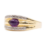 Anello a fascia vintage in oro 8K con ametista cabochon