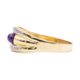 Anello a fascia vintage in oro 8K con ametista cabochon