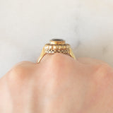 Anello a margherita vintage in oro giallo 8K con granati (2.60ct ca.), anni ‘50/‘60