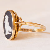 Vintage-Ring aus 9-karätigem Gelbgold mit Jaspis, 1975