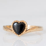 Anello vintage in oro giallo 9K con onice di taglio a cuore, anno 1989