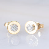 Orecchini punto luce vintage in oro giallo 8K con diamanti (0.12ctw ca.), anni ‘70