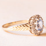 Vintage-Ring aus 9-karätigem Gelb- und Weißgold mit Saphir (ca. 0.60 ct) und Diamanten, 1987