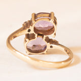 Vintage-Ring „Toi et Moi“ aus 9-karätigem Gelbgold mit Amethysten (ca. 2 Karat) und weißen Spinellen, Jahr 2006