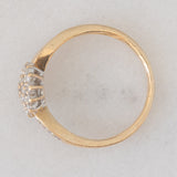 Anello a fiore vintage in oro giallo 9K con diamanti (0.25ctw ca.), anni ‘90