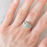 Anello vintage in platino con opale (1.49ct) e diamanti (0.48ctw), anni ‘80/‘90