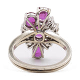 Anillo vintage de oro blanco de 18 k con rubíes y diamantes (0,50 cts), década de 70