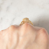 Anello vintage in oro giallo 14K con diamanti di taglio brillante e di taglio baguette (0.75ctw ca.), anni ‘70/‘80