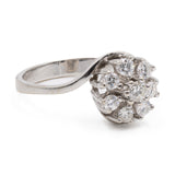 Anello vintage in oro bianco 14k con diamanti (0,43ctw), anni '70