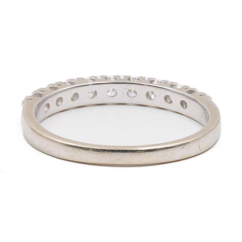 Anello vintage a veretta in oro bianco 14k con diamanti (0,90ctw), anni '70