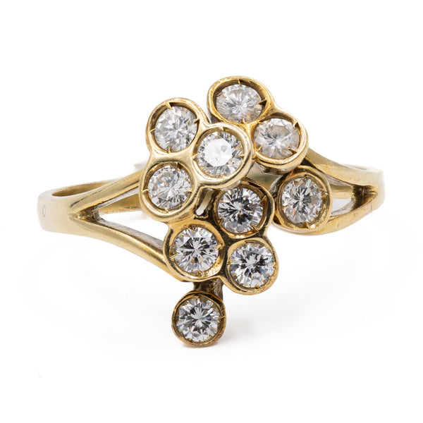 Anello vintage in oro giallo 14k con diamanti (0,60ctw), anni '70