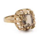 Anel de coquetel vintage em ouro amarelo 8k com citrino, década de 70.