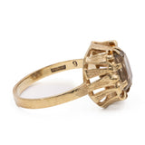 Anel de coquetel vintage em ouro amarelo 8k com citrino, década de 70.