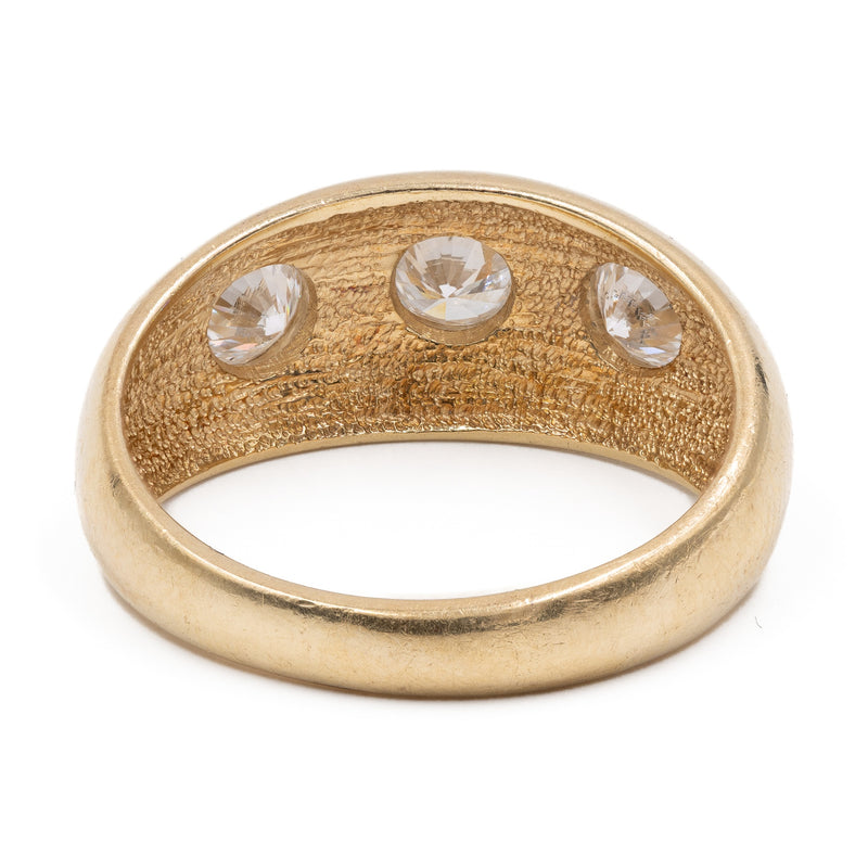 Anello vintage in oro giallo 14k con tre diamanti (0,75ctw), anni '80