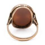 Anello vintage in oro giallo 9K con cammeo su conchiglia, anni '50