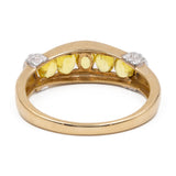 Anello vintage in oro giallo 9k con zaffiri gialli e diamanti