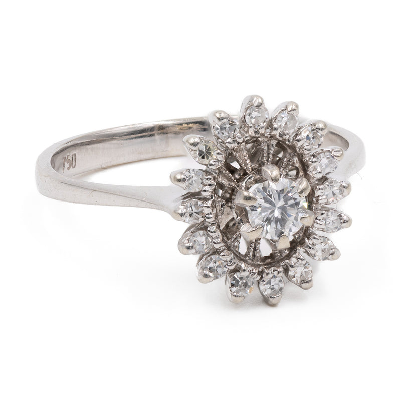 Anello vintage in oro bianco 18K con diamanti (0.32ctw ca.), anni '70