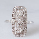 Anello Art Déco in oro bianco 14K e platino con diamanti (0.50ctw ca.), anni ‘30