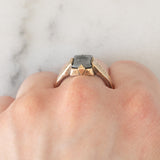 Anello vintage in oro giallo 14K con ematite incisa con profilo di soldato, anni ‘60