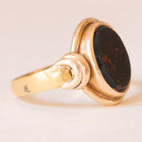 Vintage-Siegelring aus 14-karätigem Gelbgold mit Heliotrop (Blutstein), 50er Jahre