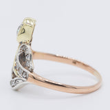 Anello antico in oro giallo e rosa 18K e argento con diamanti (0.40ctw ca.), anni ‘20