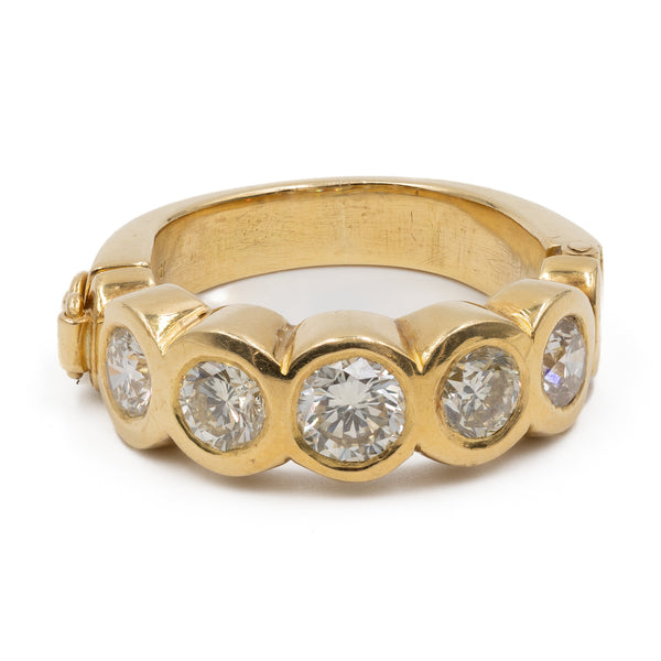 Anello vintage a riviera in oro giallo 18k con diamanti (1ctw), anni '80