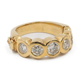 Bague Riviera vintage en or jaune 18 carats avec diamants (environ 1 ct), années 80