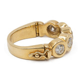 Bague Riviera vintage en or jaune 18 carats avec diamants (environ 1 ct), années 80