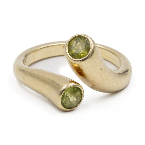 Anello vintage in oro giallo 14k con peridoti, anni '70