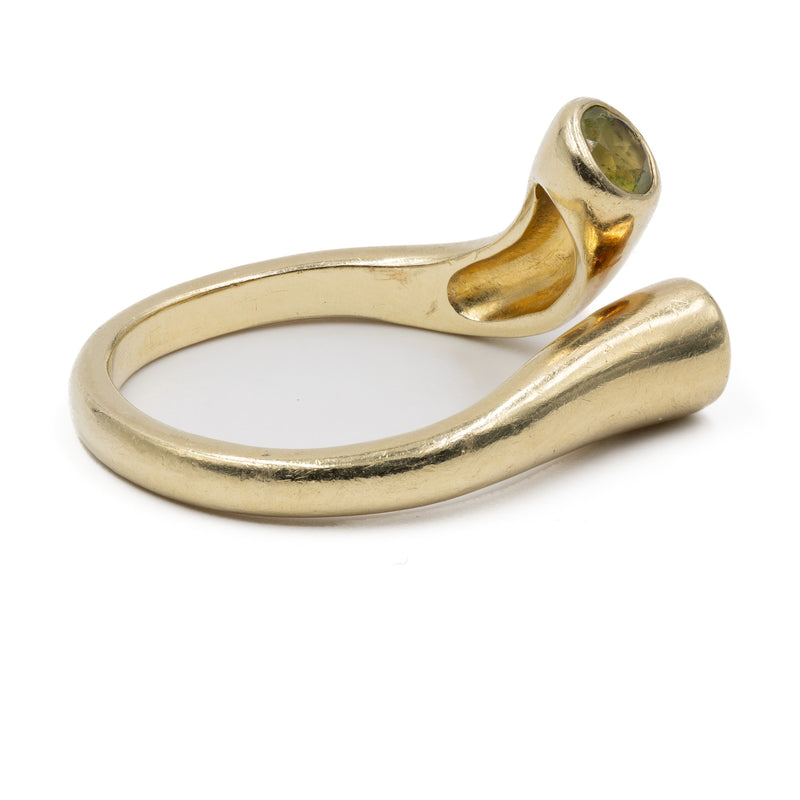 Anello vintage in oro giallo 14k con peridoti, anni '70