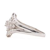 ANELLO GEOMETRICO CON FIORE IN PLATINO CON DIAMANTI (1CTW), ANNI ‘80